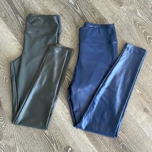 Koral shiny blue and gray leggings. Small